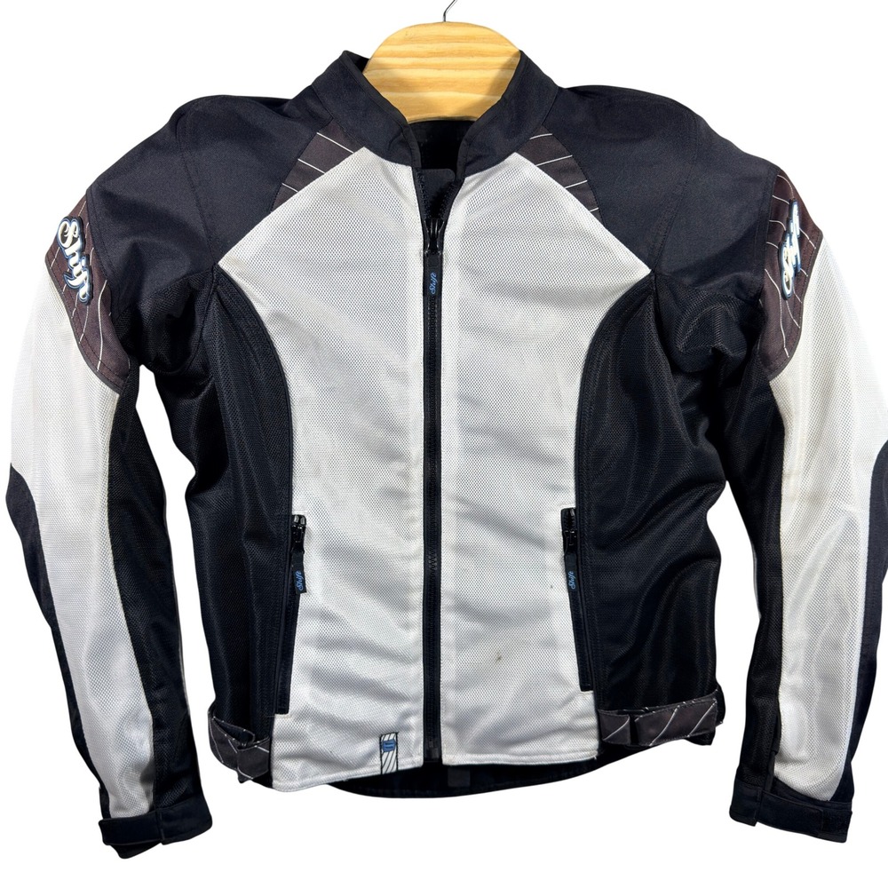 Shift Women's Large Motorcycle Jacket Black White Protective Padded Armour